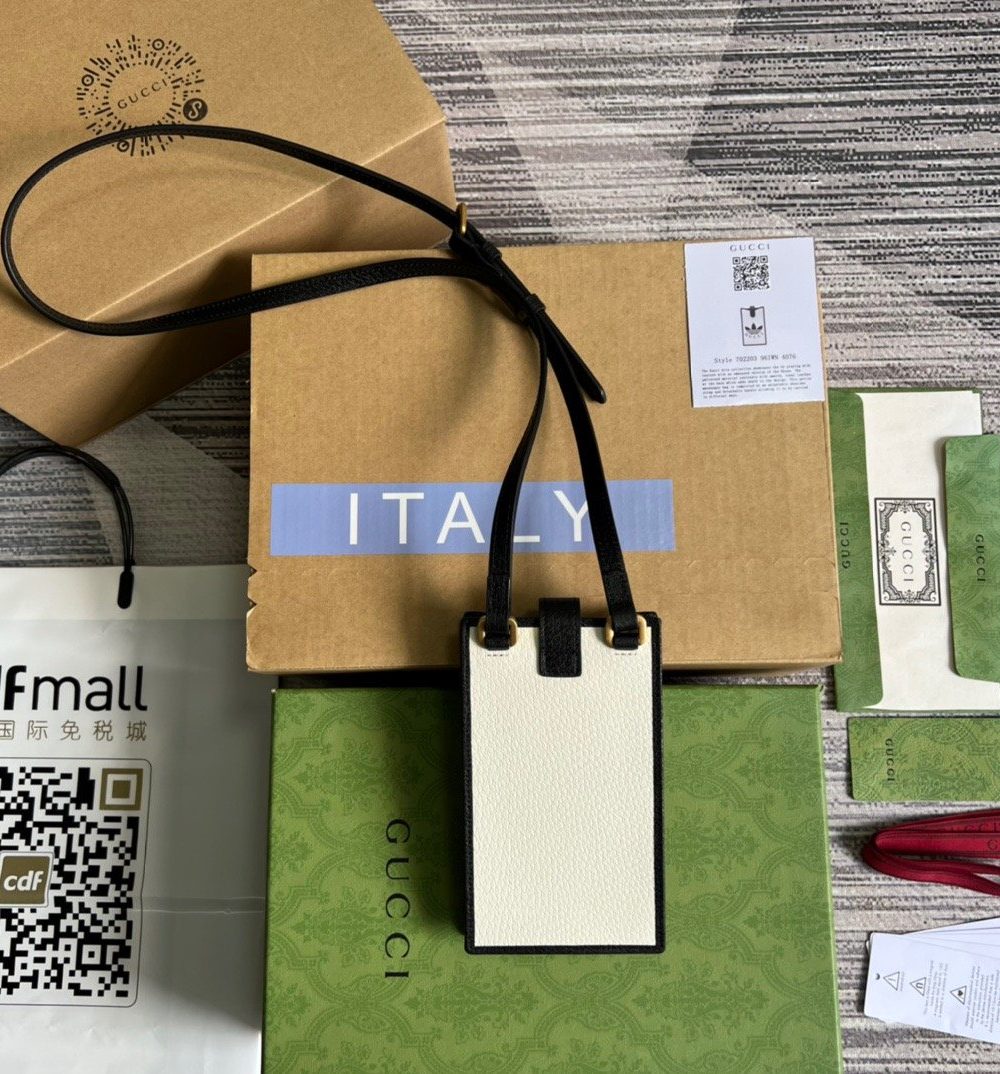 1:1 Replica Gucci x Adidas Phone Case White For Women, Women's Bags 7.3in/18cm GG‎