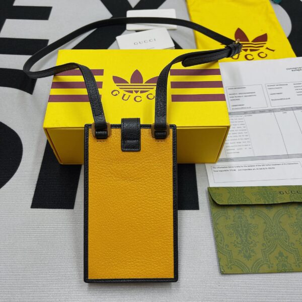 1:1 Replica Gucci x Adidas Phone Case Yellow For Women, Women's Bags 7.3in/18cm GG‎