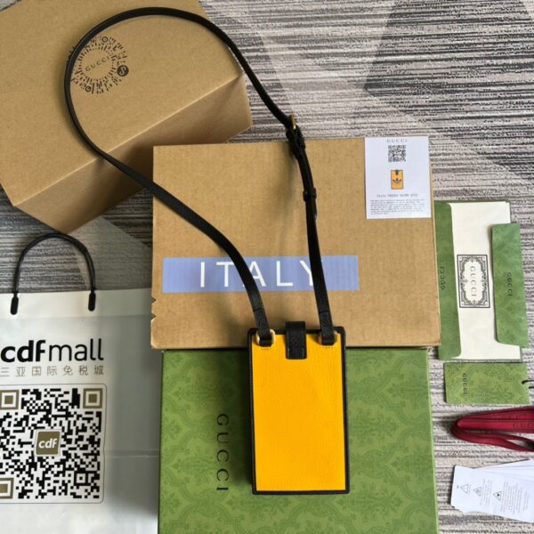 1:1 Replica Gucci x Adidas Phone Case Yellow For Women, Women's Bags 7.3in/18cm GG‎