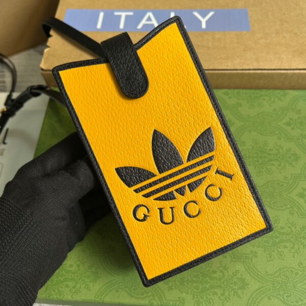 1:1 Replica Gucci x Adidas Phone Case Yellow For Women, Women's Bags 7.3in/18cm GG‎