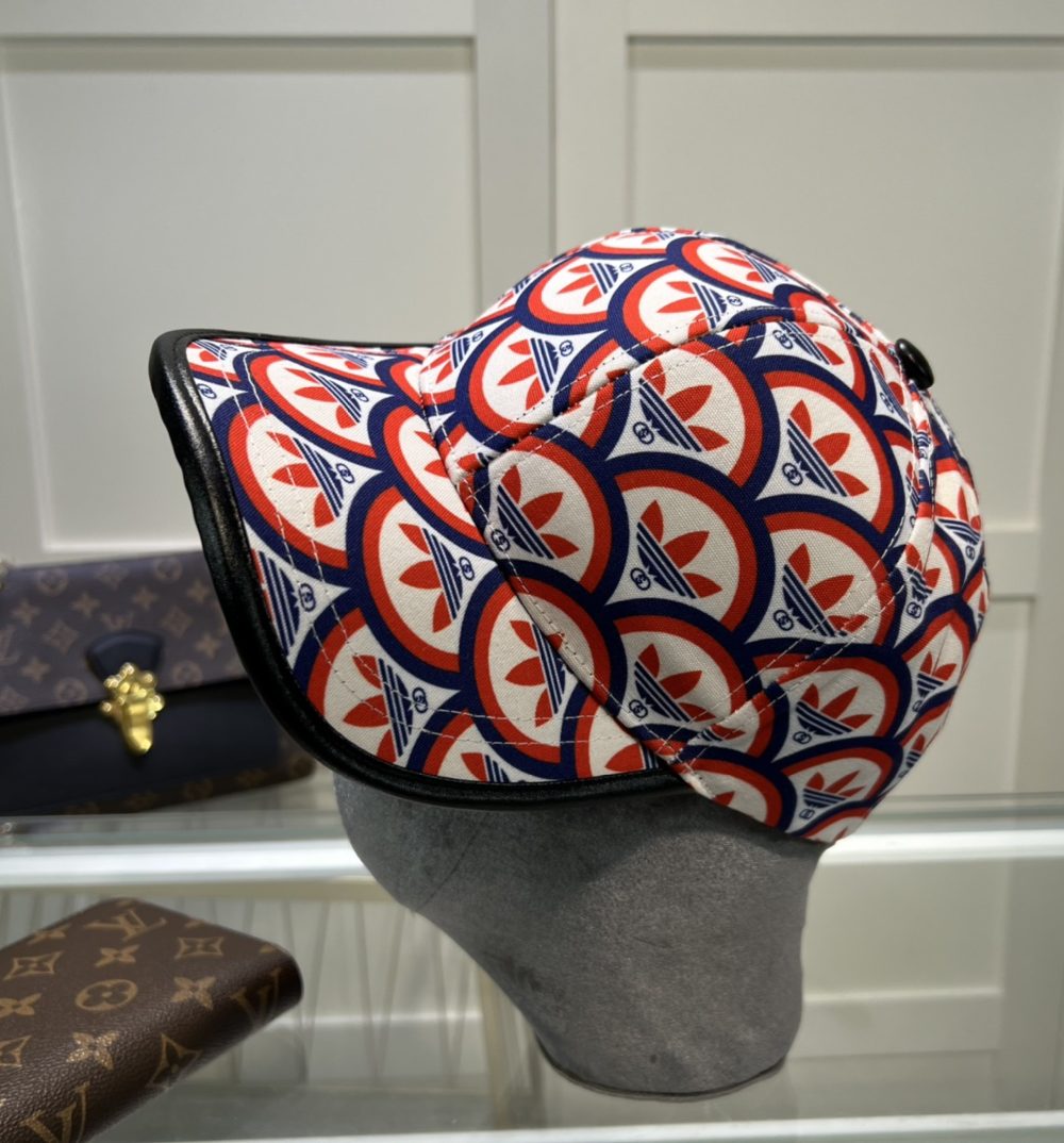 Gucci x Adidas Trefoil Print Baseball Hat Multicolor GG Hat 696485 4HAQF 6468