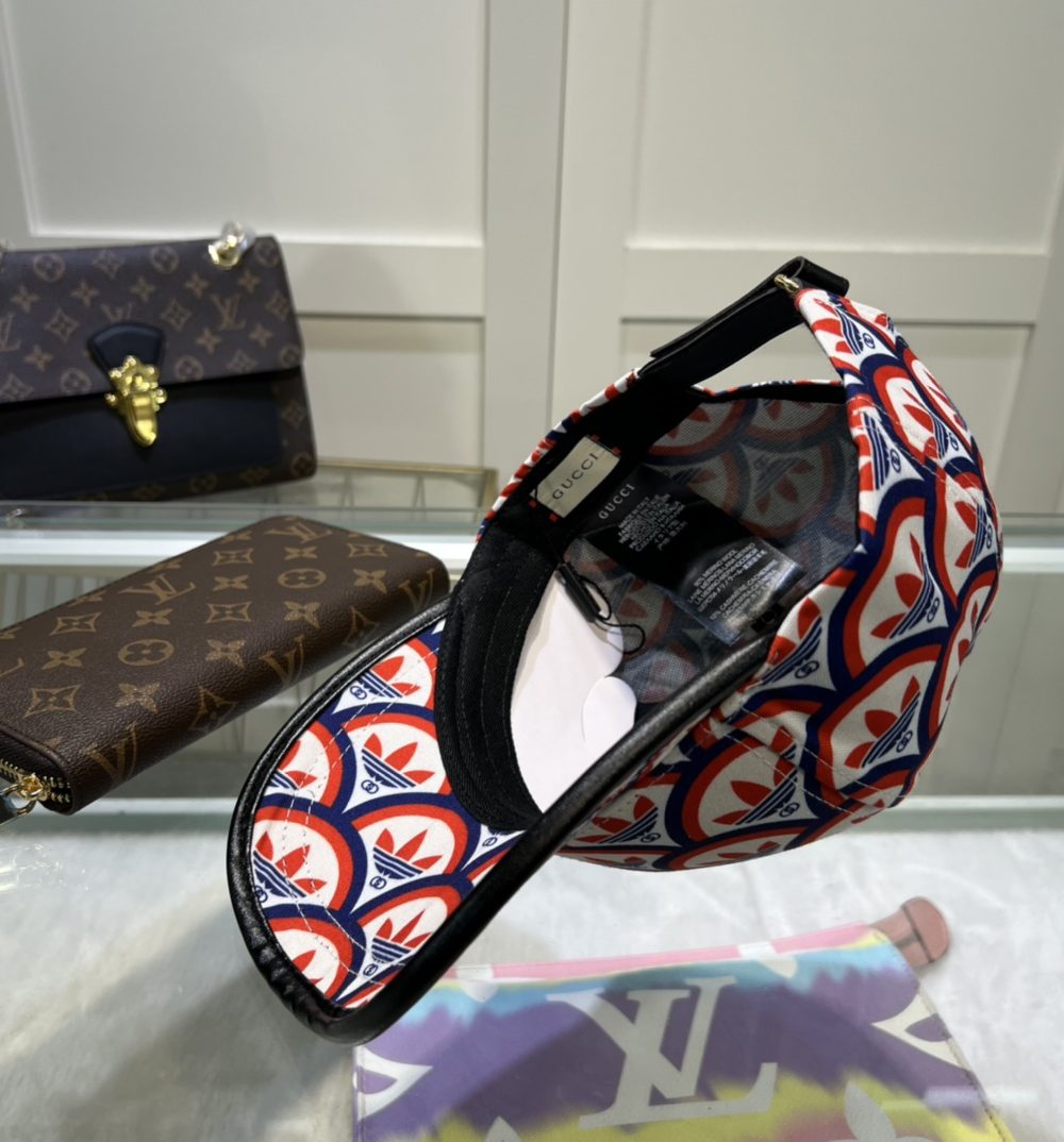 Gucci x Adidas Trefoil Print Baseball Hat Multicolor GG Hat 696485 4HAQF 6468