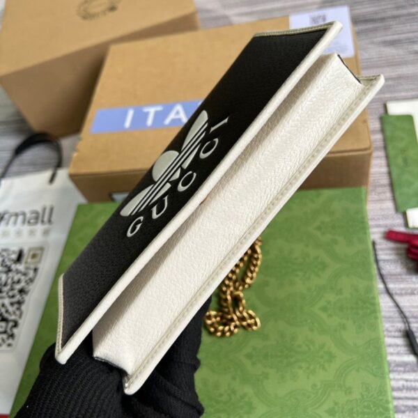 1:1 Replica Gucci x Adidas Wallet With Chain Black For Women, Women's Bags 7.5in/19cm GG 621892 UZ3BG 1057