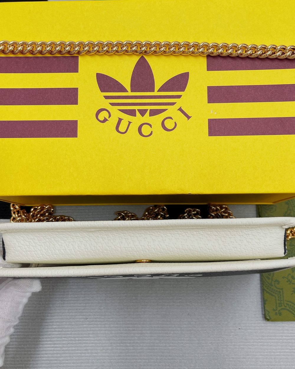 1:1 Replica Gucci x Adidas Wallet With Chain Black For Women, Women's Bags 7.5in/19cm GG 621892 UZ3BG 1057