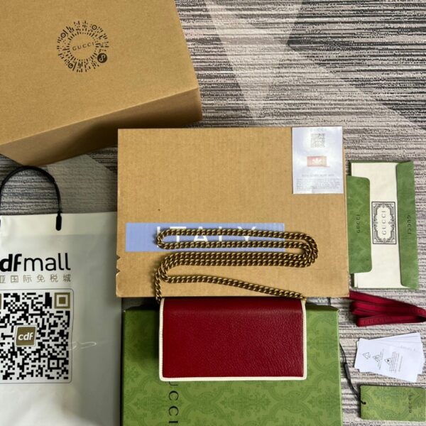 1:1 Replica Gucci x Adidas Wallet With Chain Red For Women, Women's Bags 7.5in/19cm GG 621892 UZ3BG 6484