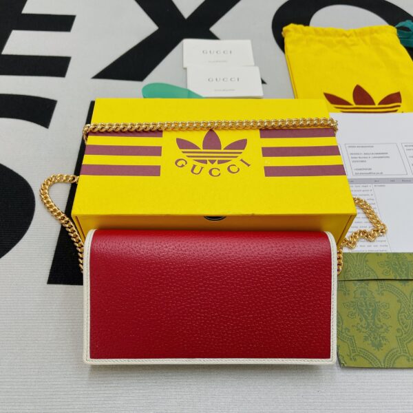 1:1 Replica Gucci x Adidas Wallet With Chain Red For Women, Women's Bags 7.5in/19cm GG 621892 UZ3BG 6484