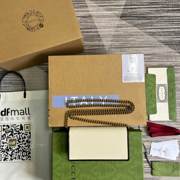 1:1 Replica Gucci x Adidas Wallet With Chain White For Women, Women's Bags 7.5in/19cm GG 621892 UZ3BG 8847