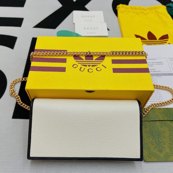 1:1 Replica Gucci x Adidas Wallet With Chain White For Women, Women's Bags 7.5in/19cm GG 621892 UZ3BG 8847