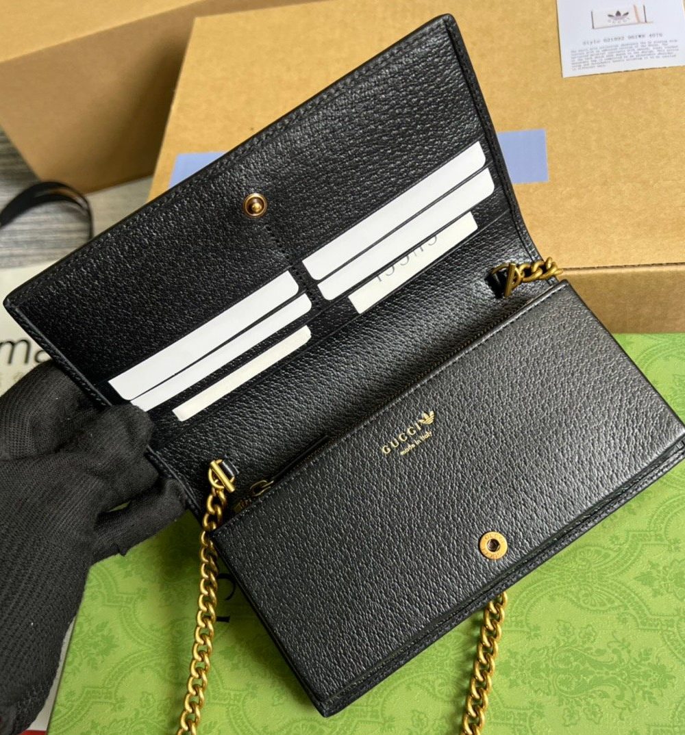 1:1 Replica Gucci x Adidas Wallet With Chain White For Women, Women's Bags 7.5in/19cm GG 621892 UZ3BG 8847