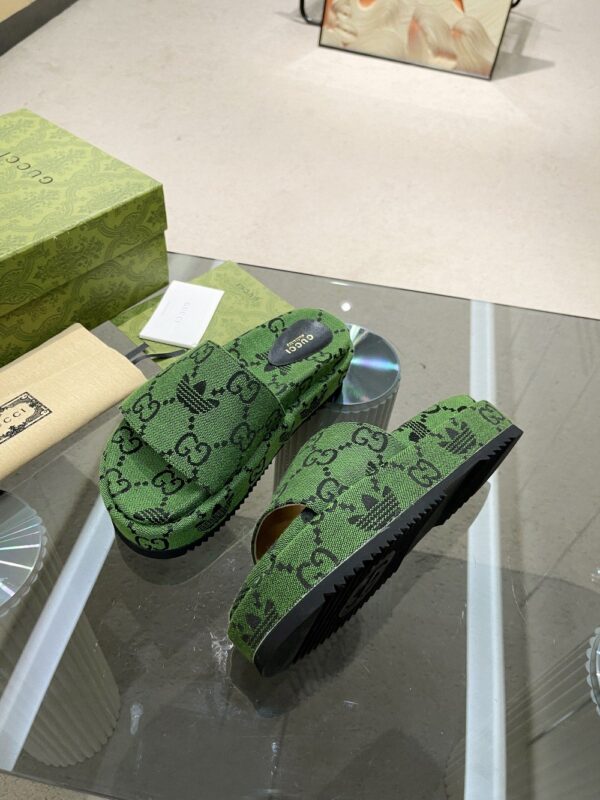 Gucci x Adidas Women's GG Platform Sandal Dark Green For Women GG