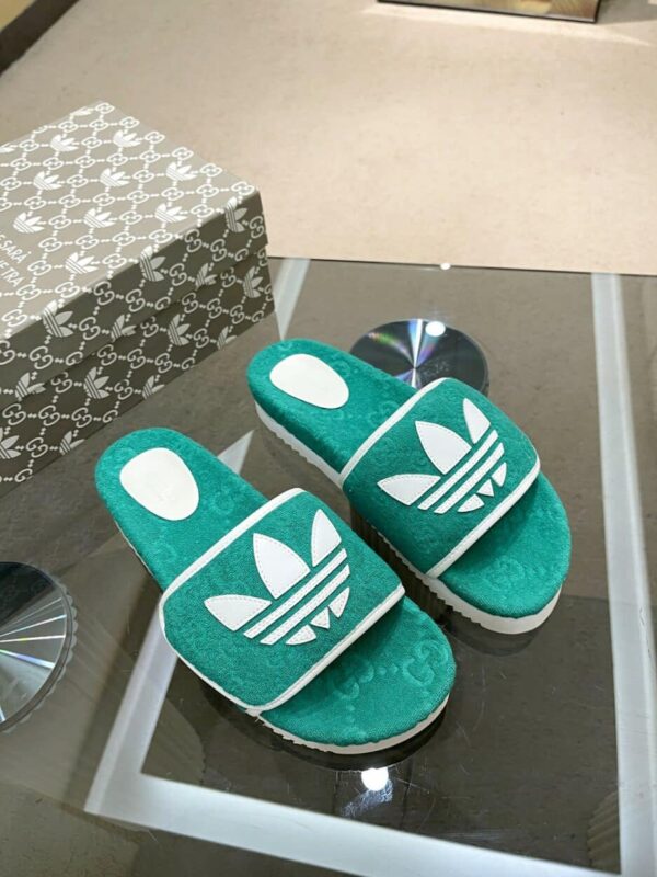 Gucci x Adidas Women's GG Platform Sandal Green For Women GG ‎702398 UU010 3171