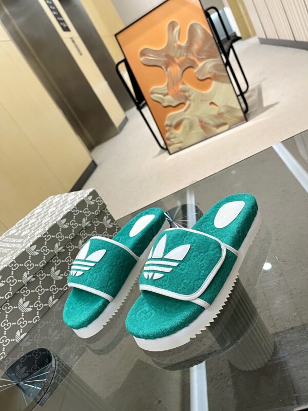 Gucci x Adidas Women's GG Platform Sandal Green For Women GG ‎702398 UU010 3171