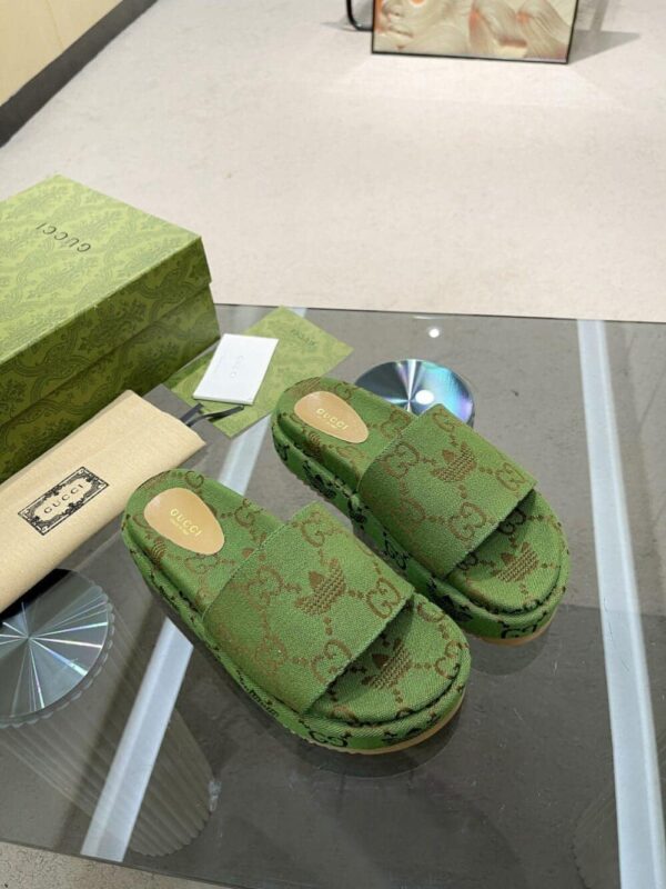 Gucci x Adidas Women's GG Platform Sandal Green For Women GG