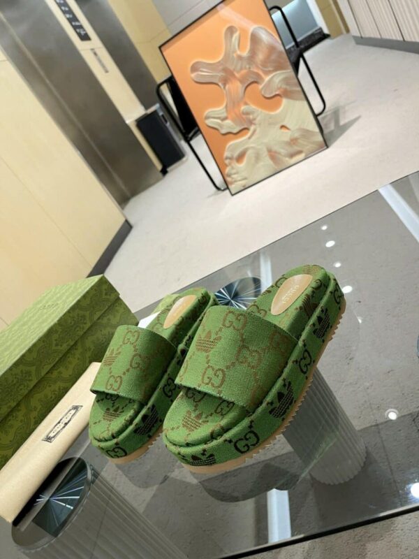 Gucci x Adidas Women's GG Platform Sandal Green For Women GG
