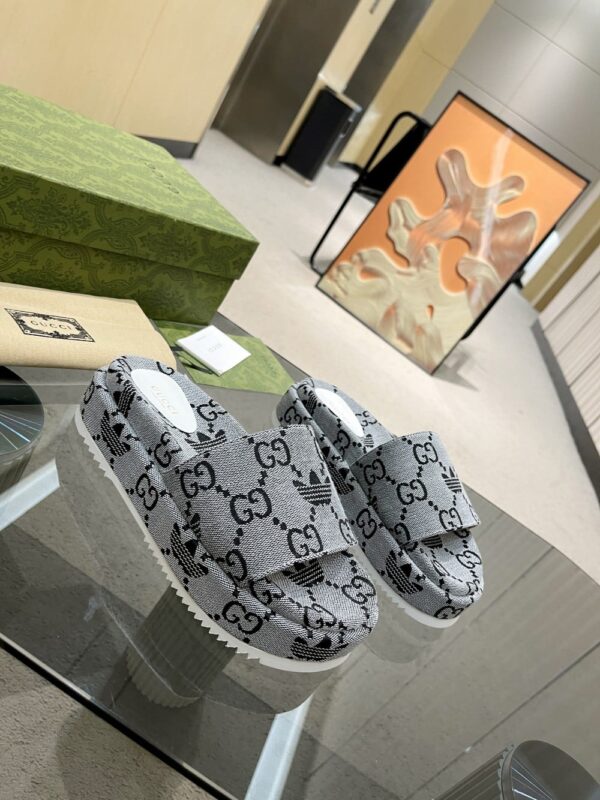Gucci x Adidas Women's GG Platform Sandal Grey For Women GG