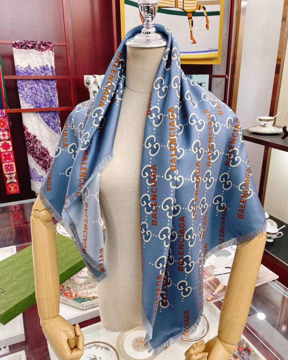 Gucci x Balenciaga in Blue Square Scarf 90cm/35in 