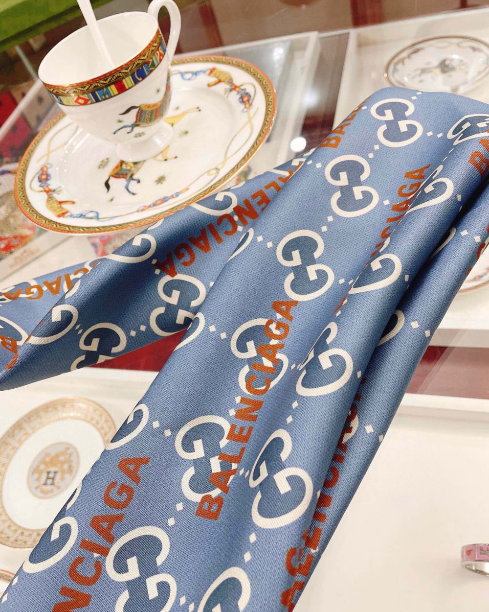 Gucci x Balenciaga in Blue Square Scarf 90cm/35in 