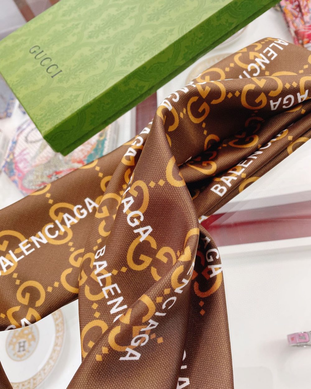Gucci x Balenciaga in Brown Square Scarf 90cm/35in 