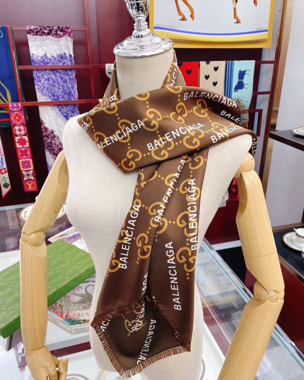 Gucci x Balenciaga in Brown Square Scarf 90cm/35in 