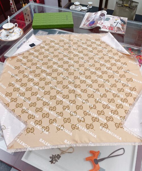 Gucci x Balenciaga in Light Brown Square Scarf 90cm/35in 