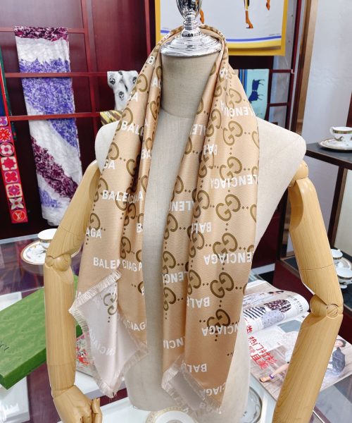Gucci x Balenciaga in Light Brown Square Scarf 90cm/35in 