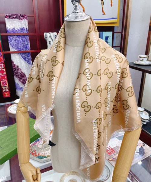 Gucci x Balenciaga in Light Brown Square Scarf 90cm/35in 