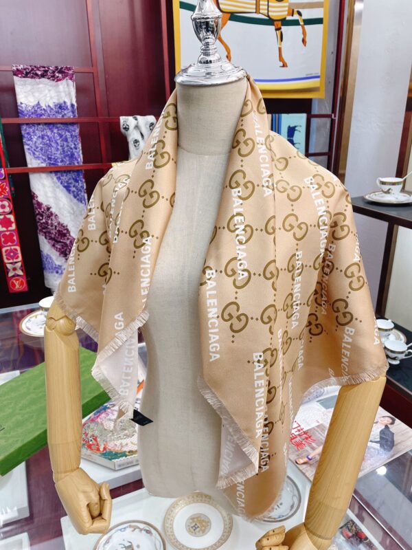 Gucci x Balenciaga in Light Brown Square Scarf 90cm/35in 