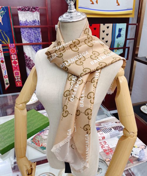 Gucci x Balenciaga in Light Brown Square Scarf 90cm/35in 