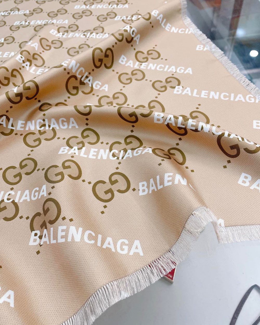 Gucci x Balenciaga in Light Brown Square Scarf 90cm/35in 