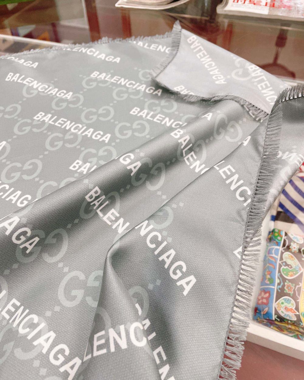Gucci x Balenciaga in Light Grey Square Scarf 90cm/35in 