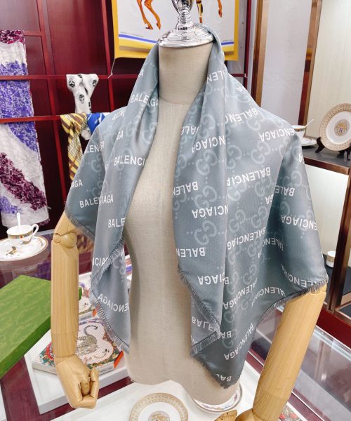 Gucci x Balenciaga in Light Grey Square Scarf 90cm/35in 