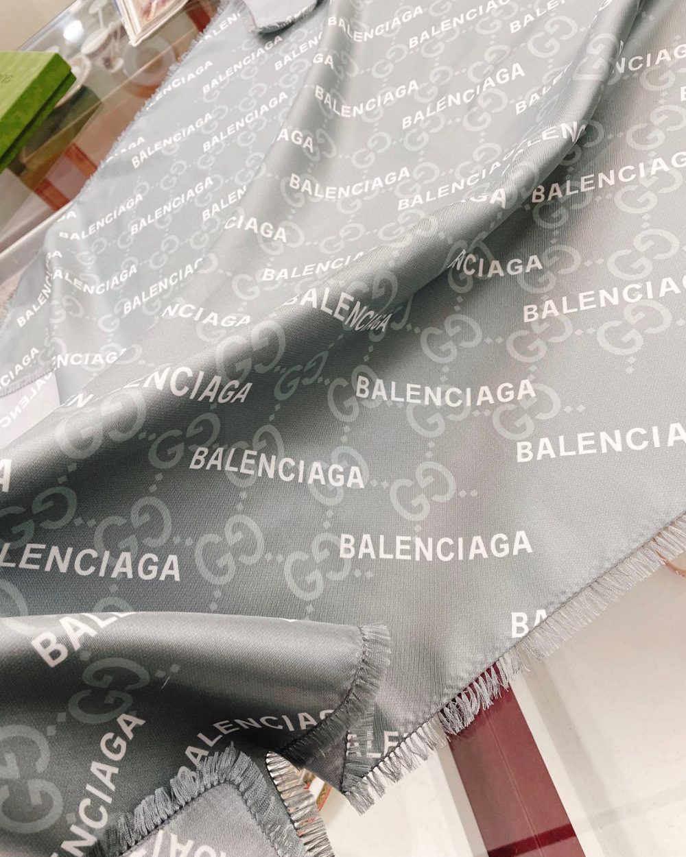 Gucci x Balenciaga in Light Grey Square Scarf 90cm/35in 
