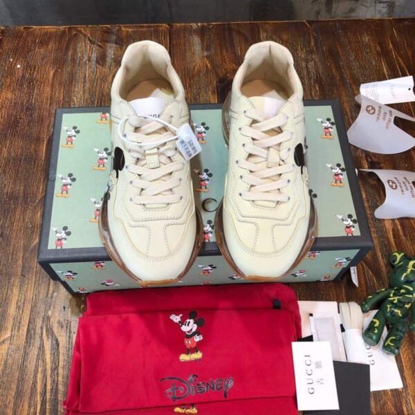 Gucci x Disney Mickey Rhyton Dad Transparent Sole Sneakers White For Women GG