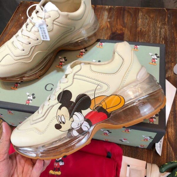 Gucci x Disney Mickey Rhyton Dad Transparent Sole Sneakers White For Women GG