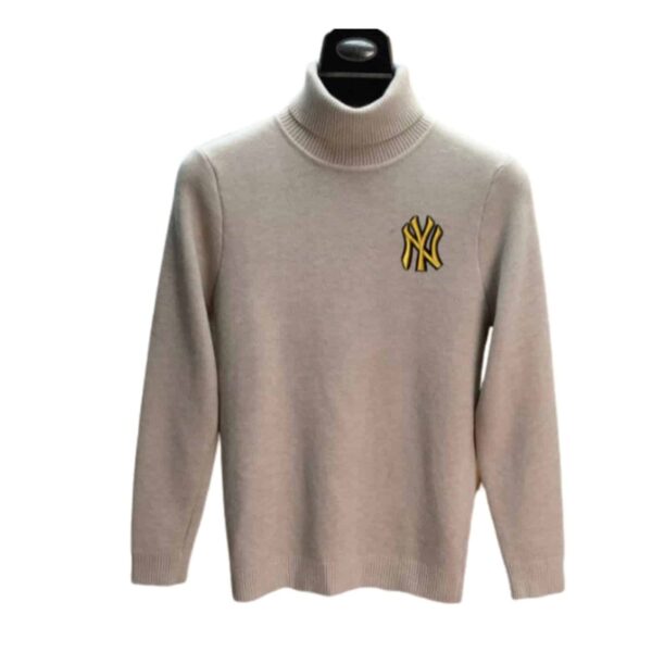 Gucci x NY Yankees Logo Neck Jumper Sweater Beige For Men
