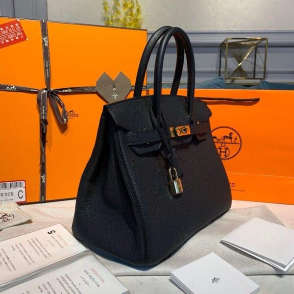 1:1 Replica Hermes Birkin Black For Women Gold Toned Hardware 9.8in/25cm