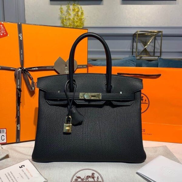 1:1 Replica Hermes Birkin Black For Women Gold Toned Hardware 9.8in/25cm