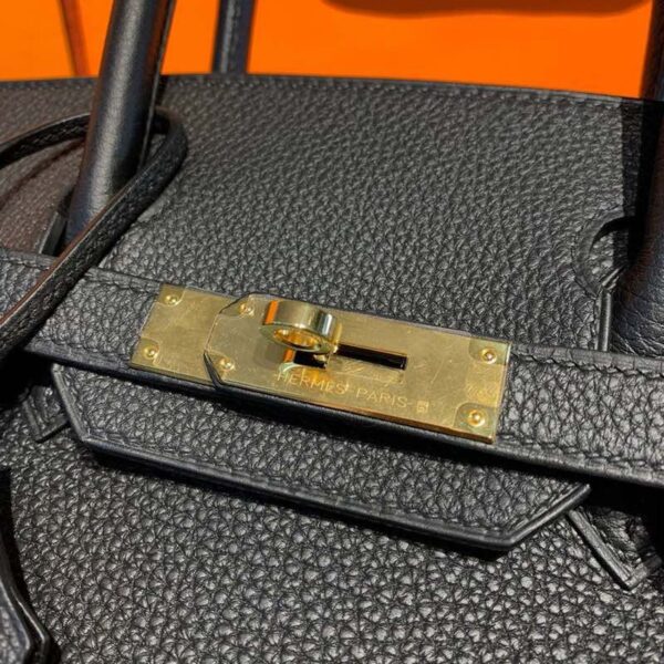 1:1 Replica Hermes Birkin Black For Women Gold Toned Hardware 9.8in/25cm
