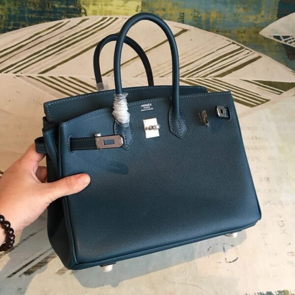 1:1 Replica Hermes Birkin Black For Women Silver Toned Hardware 9.8in/25cm