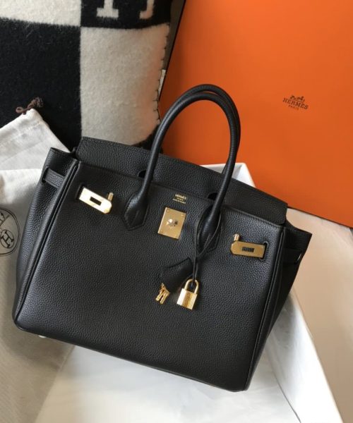 1:1 Replica Hermes Birkin Black Togo Gold Hardware Bag For Women, Women's Handbags, Shoulder Bags 30cm/12in