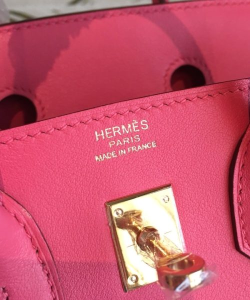 1:1 Replica Hermes Birkin Dark Pink For Women Gold Toned Hardware 9.8in/25cm