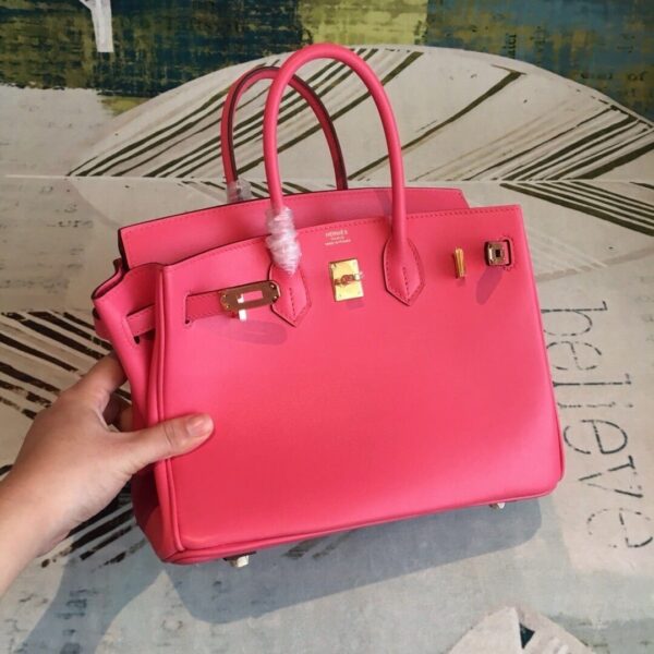 1:1 Replica Hermes Birkin Dark Pink For Women Gold Toned Hardware 9.8in/25cm