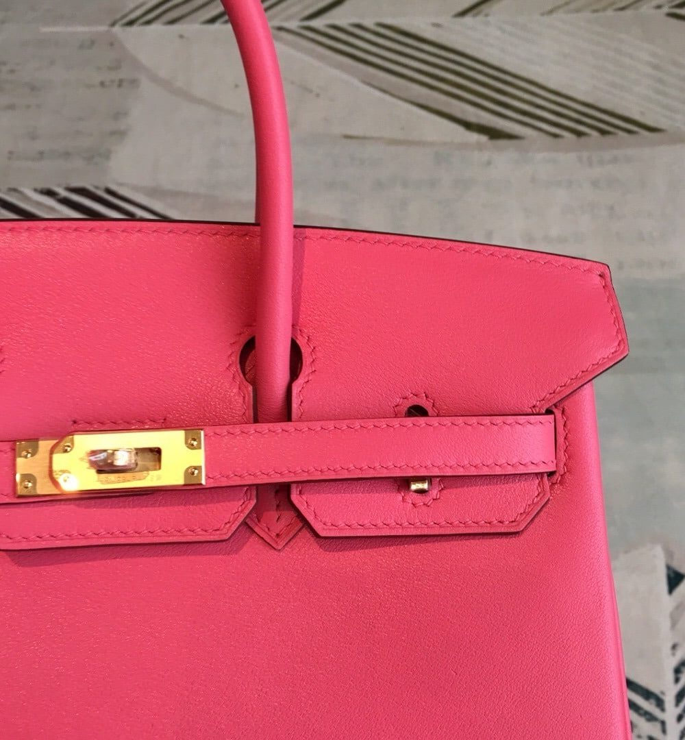 1:1 Replica Hermes Birkin Dark Pink For Women Gold Toned Hardware 9.8in/25cm