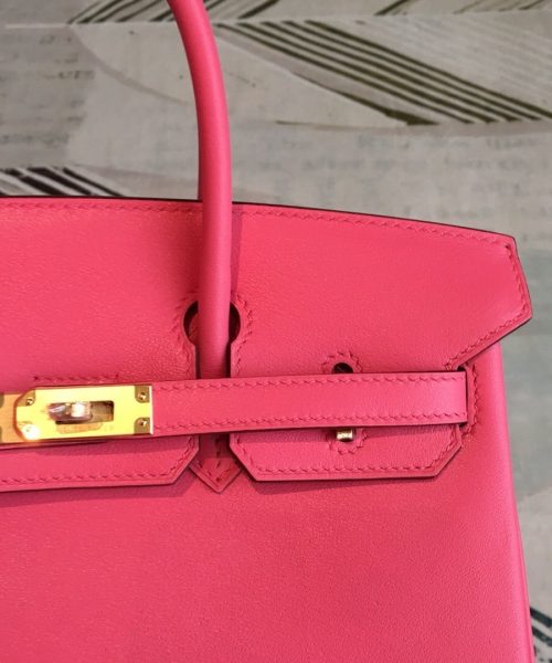 1:1 Replica Hermes Birkin Dark Pink For Women Gold Toned Hardware 9.8in/25cm