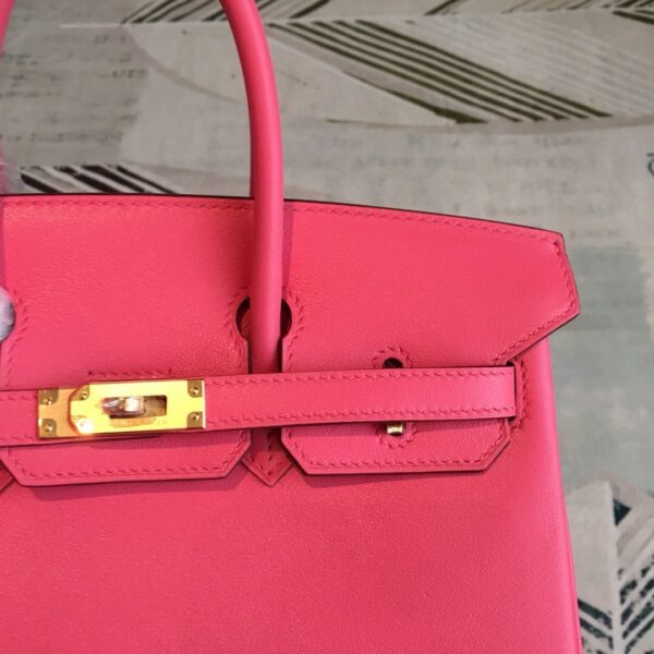 1:1 Replica Hermes Birkin Dark Pink For Women Gold Toned Hardware 9.8in/25cm