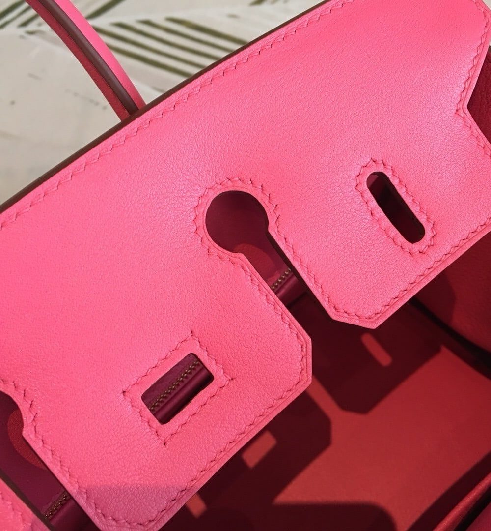 1:1 Replica Hermes Birkin Dark Pink For Women Gold Toned Hardware 9.8in/25cm