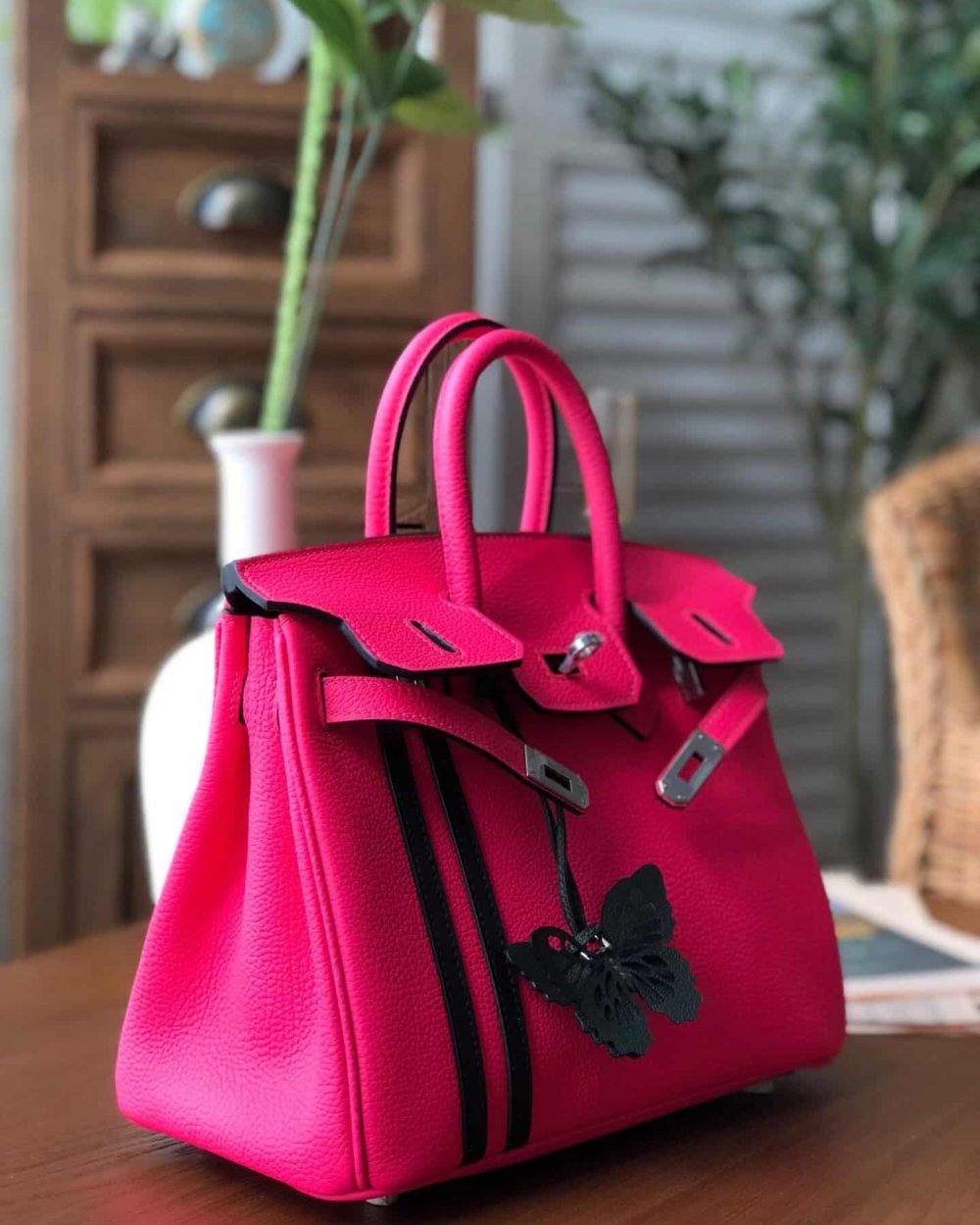 1:1 Replica Hermes Birkin Dark Pink For Women Silver Toned Hardware 9.8in/25cm