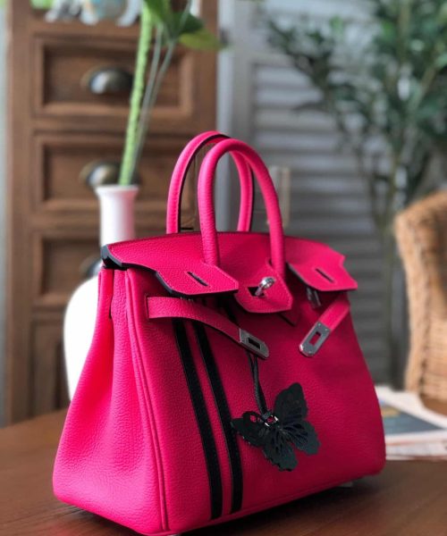 1:1 Replica Hermes Birkin Dark Pink For Women Silver Toned Hardware 9.8in/25cm