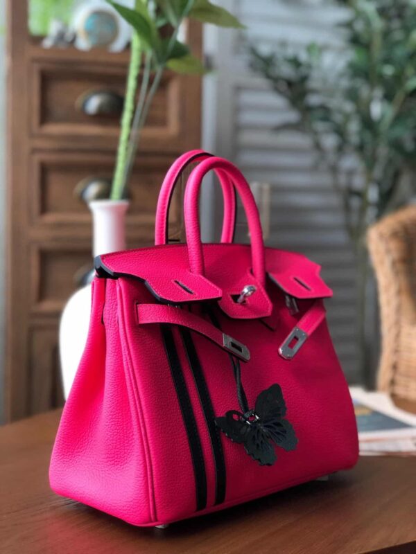 1:1 Replica Hermes Birkin Dark Pink For Women Silver Toned Hardware 9.8in/25cm