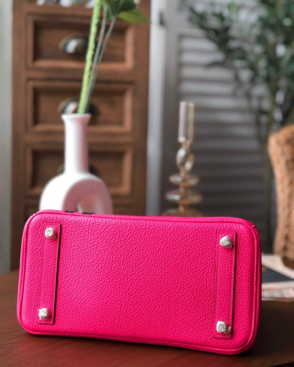 1:1 Replica Hermes Birkin Dark Pink For Women Silver Toned Hardware 9.8in/25cm